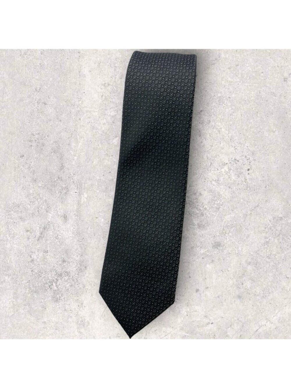 BARBA 7fold Silk Tie ITALY XL Black Gray White Geometric W:3" EUC